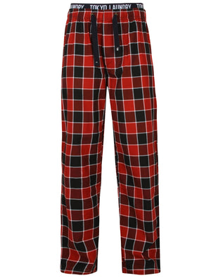 Kempt Checked Lounge Pants In Merlot - Tokyo Laundry