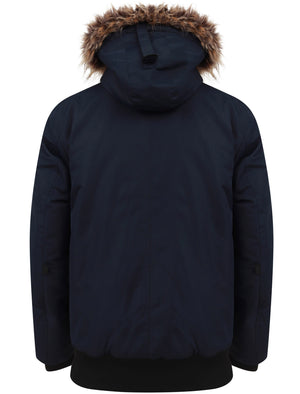 Kennett Taslon Short Parka Coat With Borg Lined Hood In Navy - Tokyo Laundry