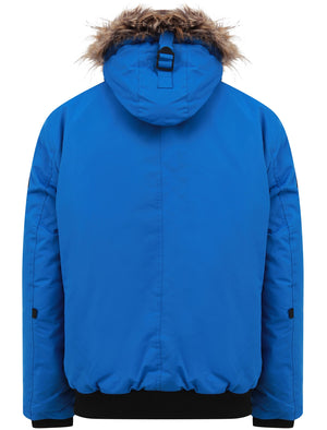 Kennett Taslon Short Parka Coat With Borg Lined Hood In Olympian Blue - Tokyo Laundry