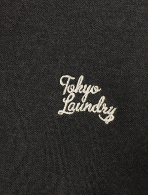 Kuusamo Cotton Pique Polo Shirt In Charcoal Marl - Tokyo Laundry
