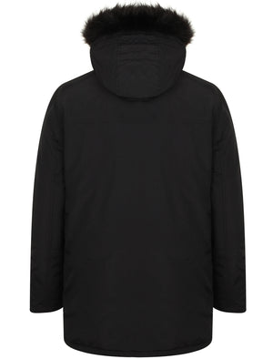 Lenart Faux Fur Trim Hooded Parka Jacket in Black - Tokyo Laundry