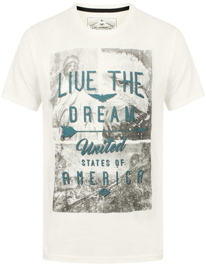 Live The Dream Motif Cotton T-Shirt in Ivory - Tokyo Laundry
