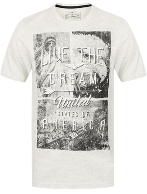 Live The Dream Motif Cotton T-Shirt in Oatgrey Marl - Tokyo Laundry