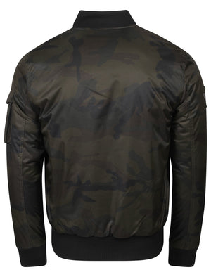 Lydiate Camo Bomber Jacket With Patches In Khaki - Tokyo Laundry
