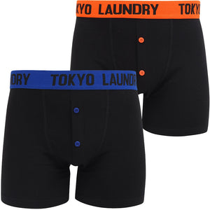 Maldon 2 (2 Pack) Boxer Shorts Set in Flame / Sea Surf Blue - Tokyo Laundry