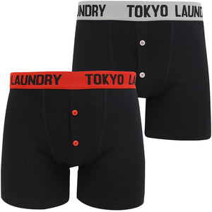 Maldon 2 (2 Pack) Boxer Shorts Set in Light Grey Marl / Barados Cherry - Tokyo Laundry