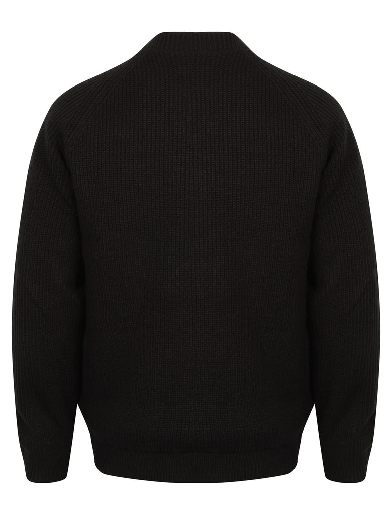 Maximo Quilted Lined Knitted Bomber Jacket in Black Tokyo Laundry