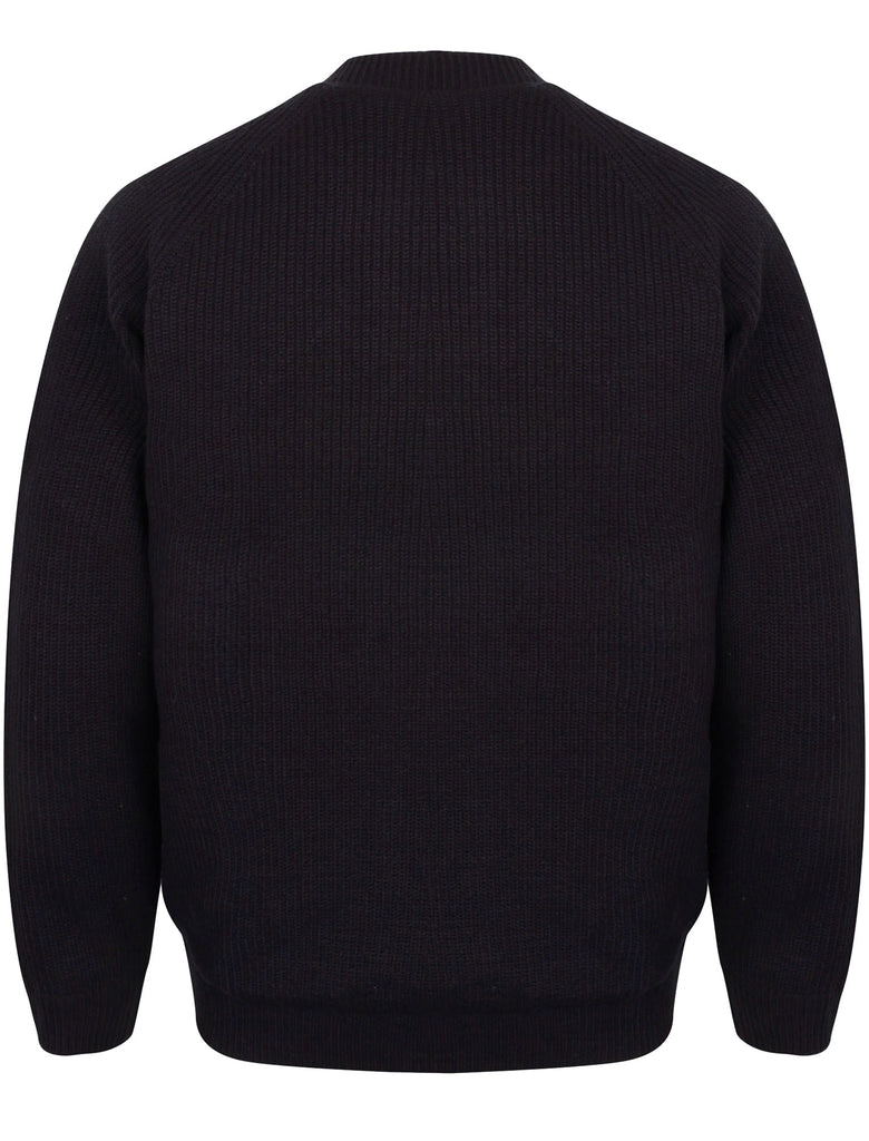 Maximo Quilted Lined Knitted Bomber Jacket in Dark Navy Tokyo Laundr Tokyo Laundry