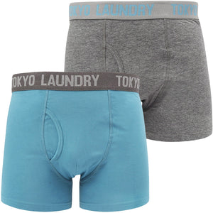 Myddleton 2 (2 Pack) Boxer Shorts Set In Niagara Falls Blue / Mid Grey Marl - Tokyo Laundry