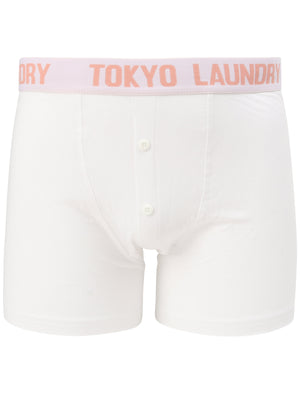 Nash (2 Pack) Boxer Shorts Set in Bright White / Coral Cloud - Tokyo Laundry