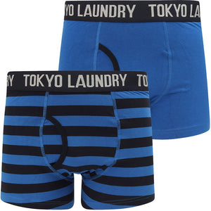 Neville (2 Pack) Striped Boxer Shorts Set In Nautical Blue / Sky Captain Navy - Tokyo Laundry