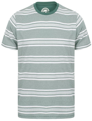 Nissi Cotton Striped Crew Neck T-Shirt In Green - South Shore
