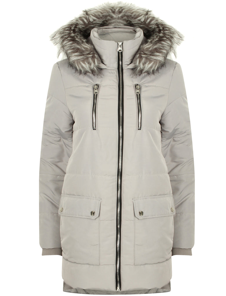 Silver parka coat discount