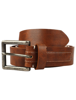 Oxnoble Faux Leather Belt with Debossed Patch In Tan - Tokyo Laundry