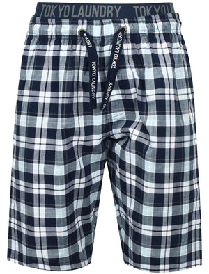 Pargas Checked Cotton Lounge Shorts In Navy Check - Tokyo Laundry