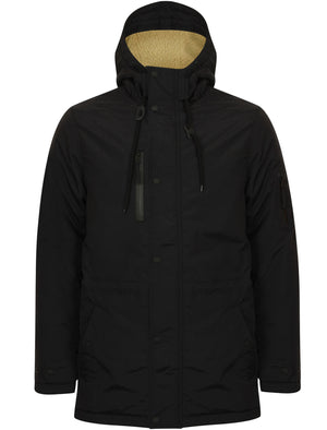 Patogonia Borg Lined Hooded Parka Coat in Black - Tokyo Laundry