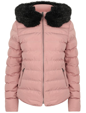 Pepper Quilted Hooded Jacket With Detachable Fur Trim In New Pink - Tokyo Laundry