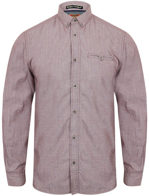 Quentin Cotton Dobby Long Sleeve Shirt in Red Mahogany - Tokyo Laundry