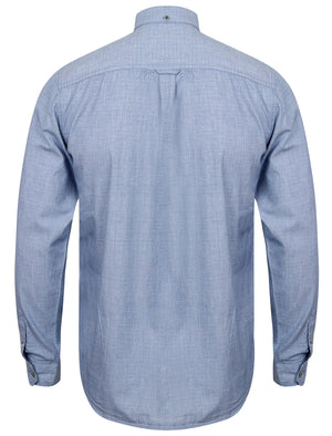 Quentin Cotton Dobby Long Sleeve Shirt in Sapphire - Tokyo Laundry
