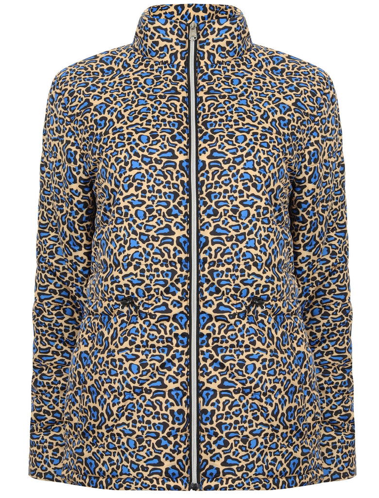 Syros Leopard Print Light Packaway Funnel Neck Quilted