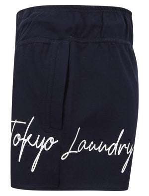Tilly Motif Loopback Fleece Sweat Shorts in Peacoat Blue - Tokyo Laundry
