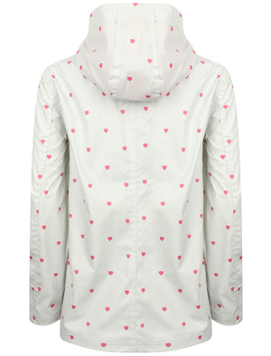 Shine Heart Print Hooded Rain Coat In Grey - Tokyo Laundry