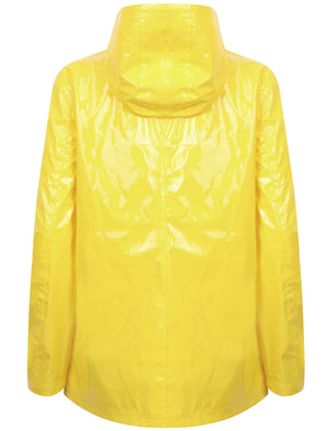 Shine Patent Hooded Rain Coat In Vibrant Yellow - Tokyo Laundry