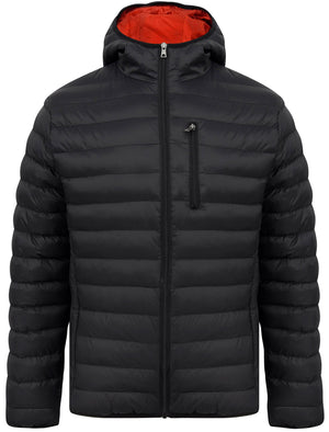 Vizzini Quilted Puffer Jacket with Hood in Jet Black - Tokyo Laundry