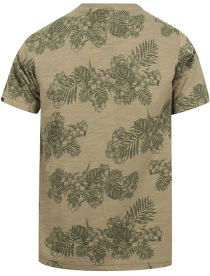 Waiuku Tropical Printed Cotton Slub T-Shirt In Silver Sage - Tokyo Laundry