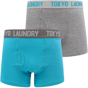 Warner (2 Pack) Boxer Shorts Set In Algiers Blue / Mid Grey Marl - Tokyo Laundry