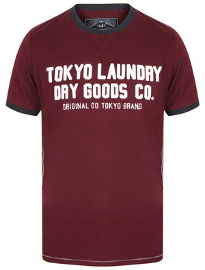 Williamsburg Applique Crew Neck Ringer  T-Shirt In Wine Tasting - Tokyo Laundry