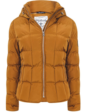Wookie Quilted Hooded Jacket In Mustard - Tokyo Laundry