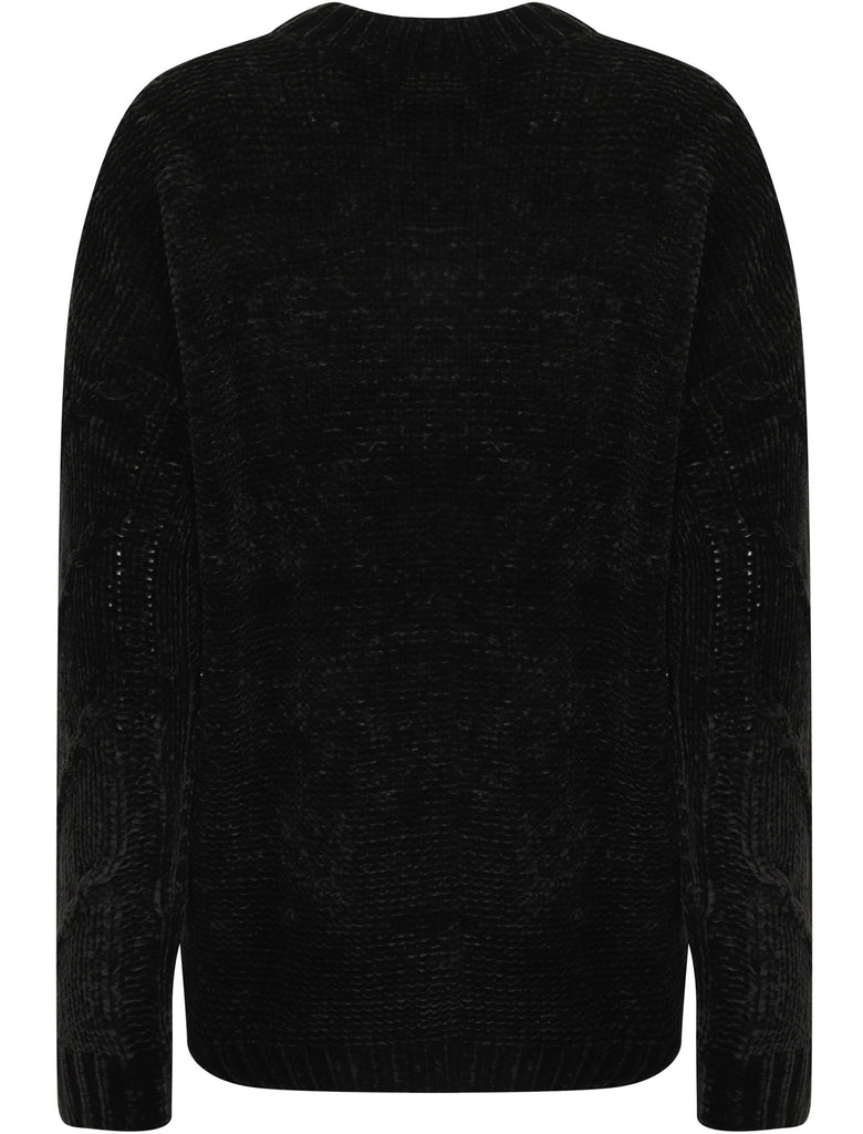 Yandel Chenille Cable Knit Jumper in Black Tokyo Laundry