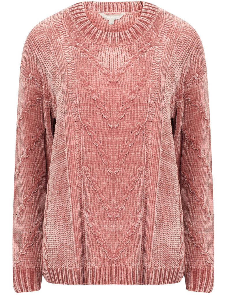 Yandel Chenille Cable Knit Jumper in Damask Pink Tokyo Laundry
