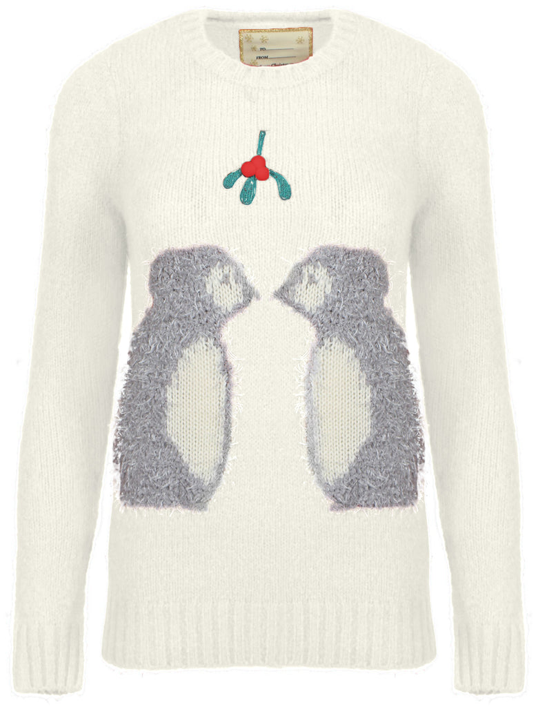 Mistletoe Penguins Xmas Jumper Women's Clothing Tokyo Laundry