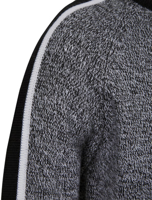 Flannery Knitted Crew Neck Jumper with Striped Sleeves in Black Twist - Tokyo Laundry