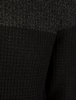 Eden Colour Block Knitted Jumper in Charcoal / Mid Grey Marl - Kensington Eastside