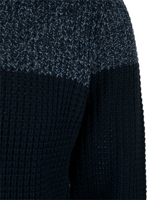 Eden Colour Block Knitted Jumper in Navy / Blue Twist - Kensington Eastside