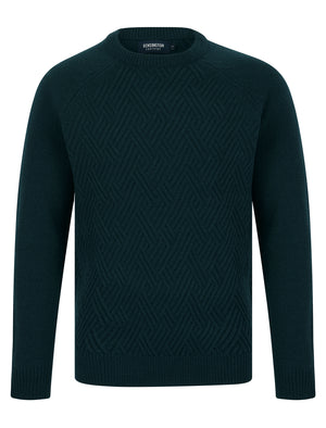 Sudeikis Diamond Texture Wool Blend Knitted Jumper in Emerald Green - Kensington Eastside