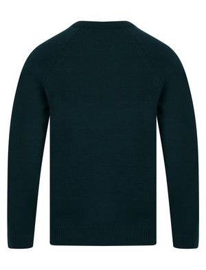 Sudeikis Diamond Texture Wool Blend Knitted Jumper in Emerald Green - Kensington Eastside