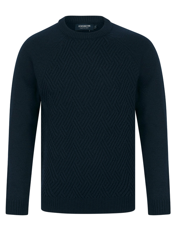 Sudeikis Diamond Texture Wool Blend Knitted Jumper in Ink - Kensington Eastside