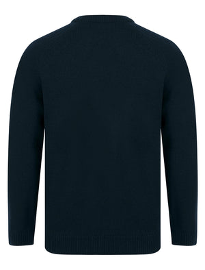 Sudeikis Diamond Texture Wool Blend Knitted Jumper in Ink - Kensington Eastside