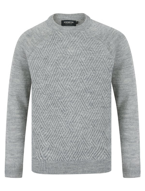 Sudeikis Diamond Texture Wool Blend Knitted Jumper in Light Silver Marl - Kensington Eastside