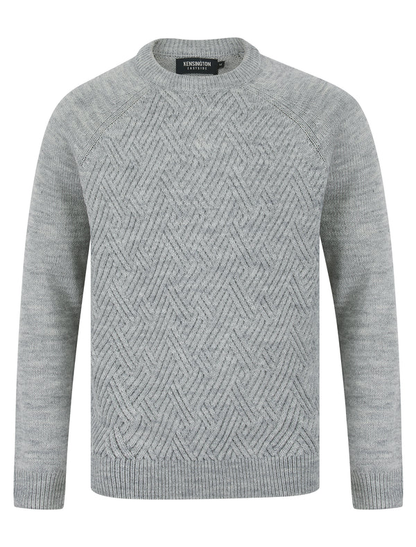 Sudeikis Diamond Texture Wool Blend Knitted Jumper in Light Silver Marl - Kensington Eastside