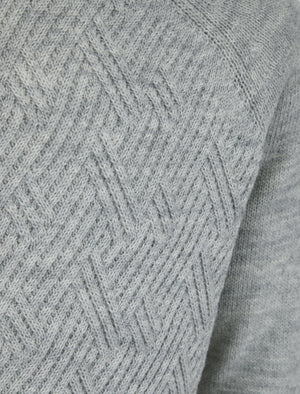 Sudeikis Diamond Texture Wool Blend Knitted Jumper in Light Silver Marl - Kensington Eastside