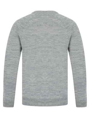 Sudeikis Diamond Texture Wool Blend Knitted Jumper in Light Silver Marl - Kensington Eastside