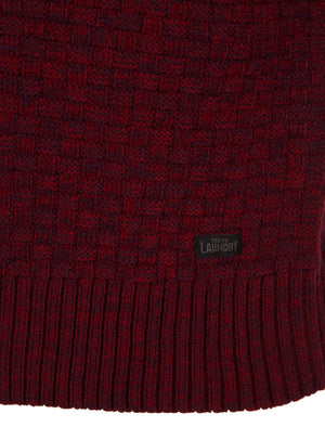 Brendean Chunky Basket Stitch Knitted Jumper in Claret Twist - Tokyo Laundry