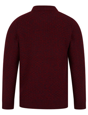 Brendean Chunky Basket Stitch Knitted Jumper in Claret Twist - Tokyo Laundry