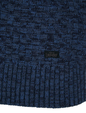 Brendean Chunky Basket Stitch Knitted Jumper in Denim Twist - Tokyo Laundry