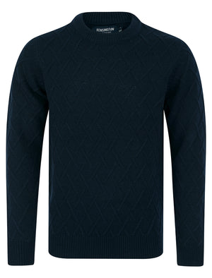 Waddingham Wool Mix Cable Knit Crew Neck Jumper in Ink - Kensington Eastside